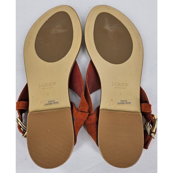 J.CREW WOMEN'S BROWN / TAN STRAPPY THONG SANDALS SIZE 9 MADE IN ITALY - Picture 5 of 7